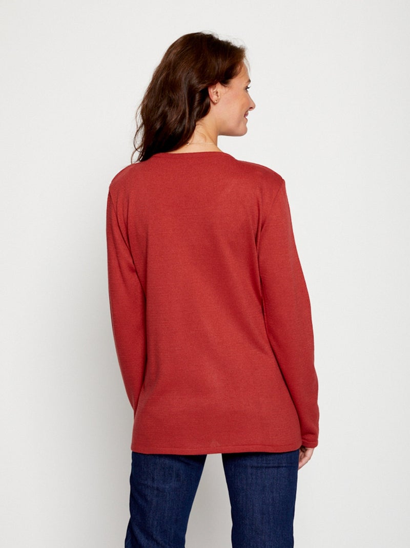Pull jacquard raffiné devant Rouge - Kiabi