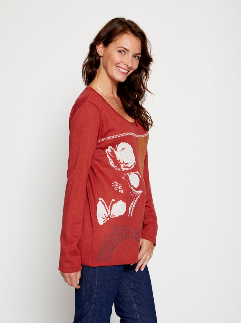 Pull jacquard raffiné devant Rouge - Kiabi