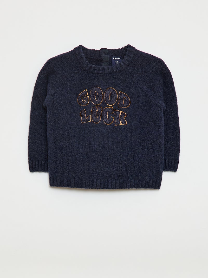 Pull bébé garçon intarsia chien - Marine clair | CH
