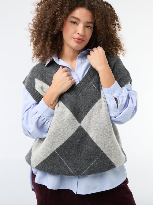 Pull jacquard sans manches - Kiabi