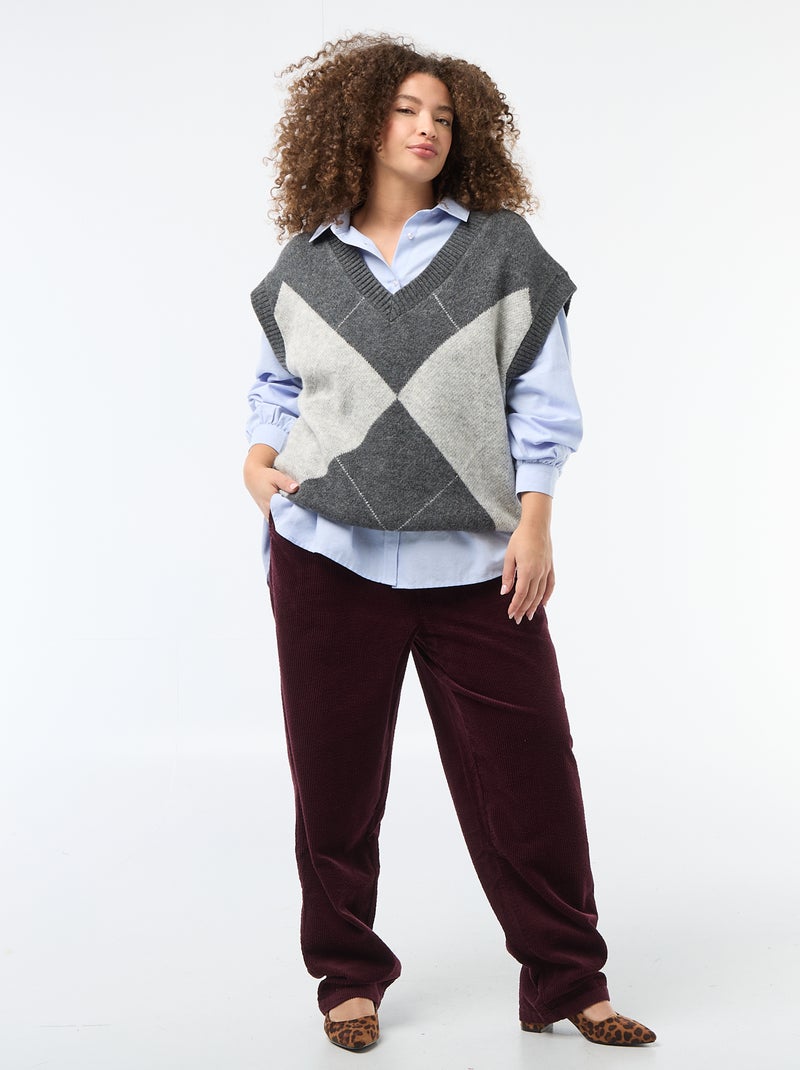 Pull jacquard sans manches Bleu - Kiabi