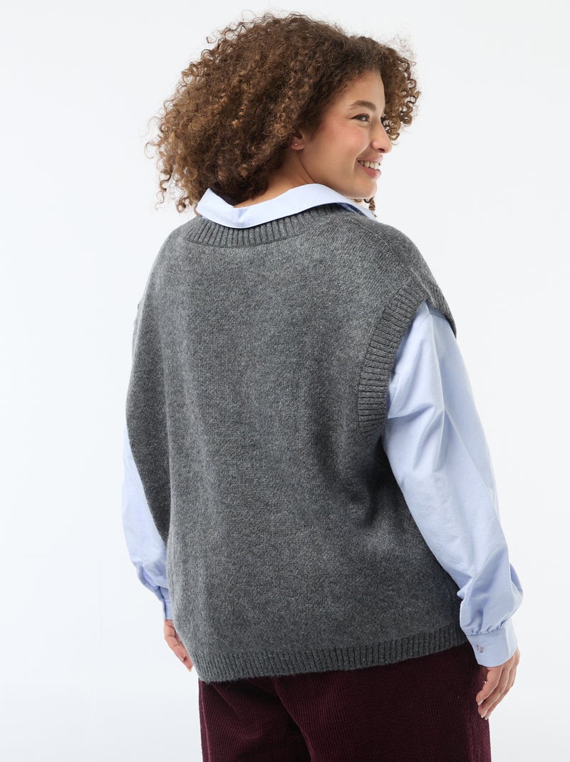 Pull jacquard sans manches Bleu - Kiabi