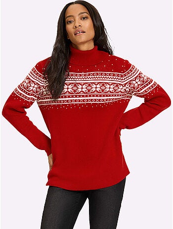 Pull Jacquard Superbe Motif Jacquard - Taille Standard - Helline