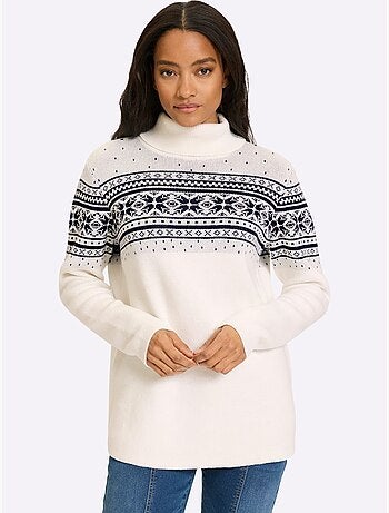 Pull jacquard superbe motif jacquard - taille standard - helline
