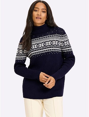 Pull Jacquard Superbe Motif Jacquard - Taille Standard - Helline