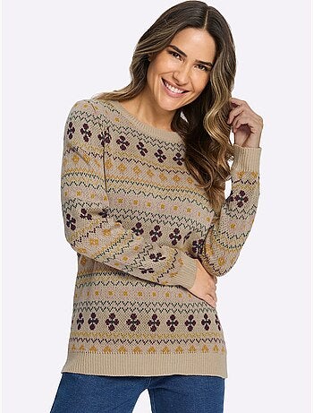 Pull Jacquard Superbe Motif Jacquard - Taille Standard - Moda Vilona