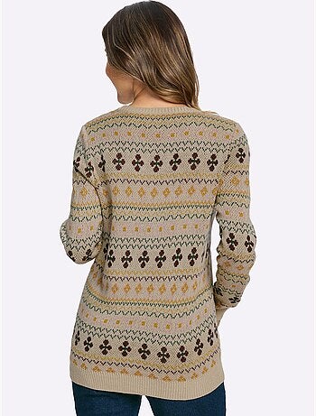 Pull Jacquard Superbe Motif Jacquard - Taille Standard - Moda Vilona