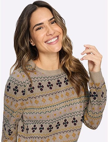 Pull Jacquard Superbe Motif Jacquard - Taille Standard - Moda Vilona