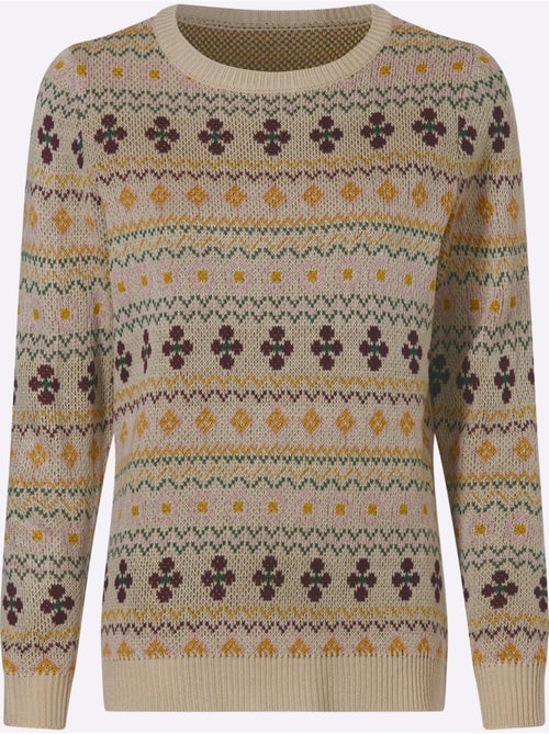 Pull Jacquard Superbe Motif Jacquard - Taille Standard - Moda Vilona - Kiabi
