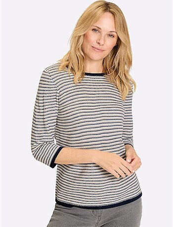 Pull Jacquard Superbe Tricot Jacquard - Taille Standard - Moda Vilona