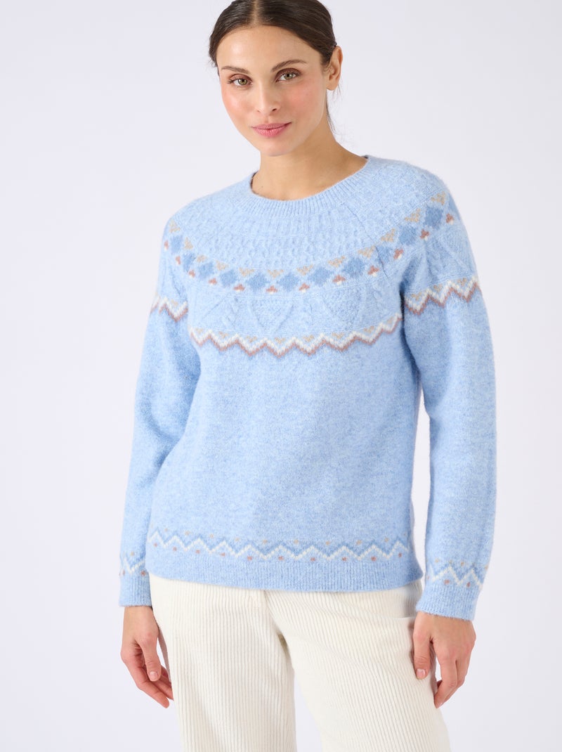 Pull jacquard Thermolactyl - Damart Bleu - Kiabi