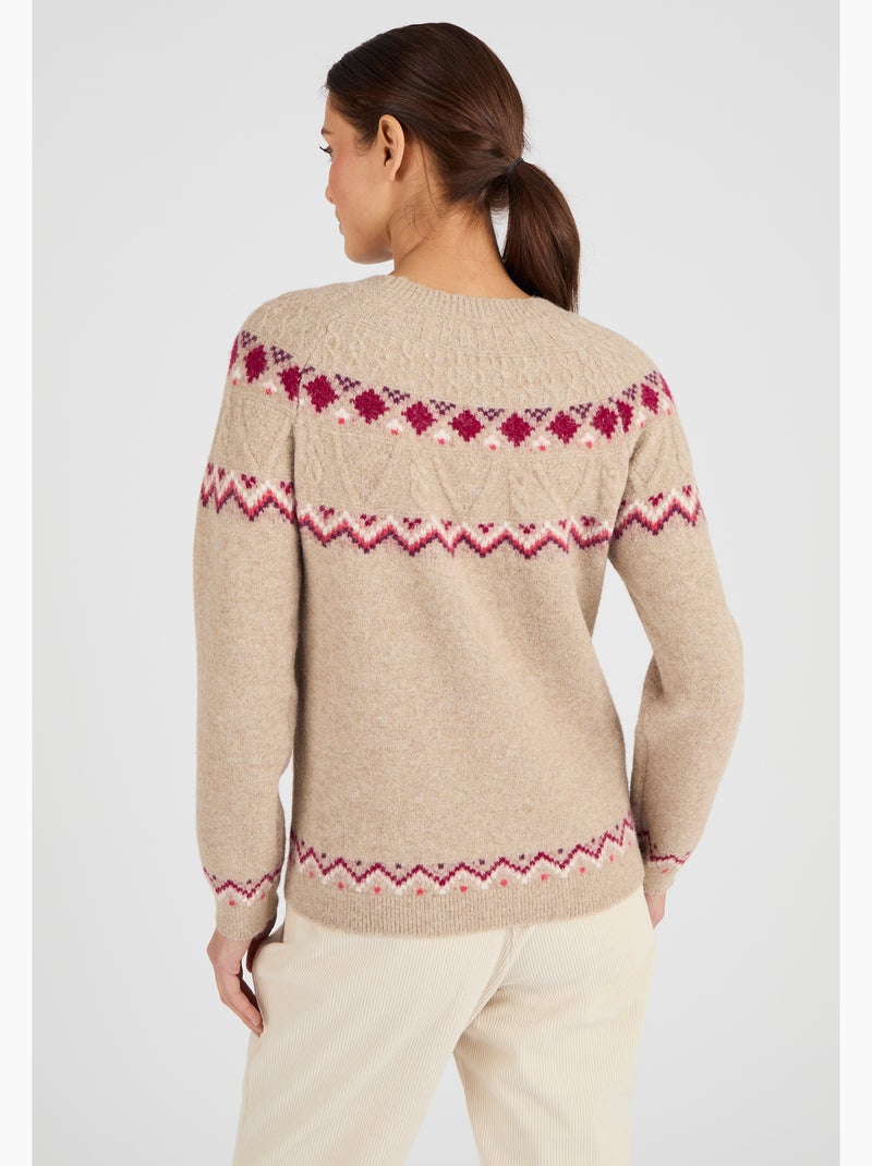 Pull jacquard Thermolactyl - Damart Marron - Kiabi