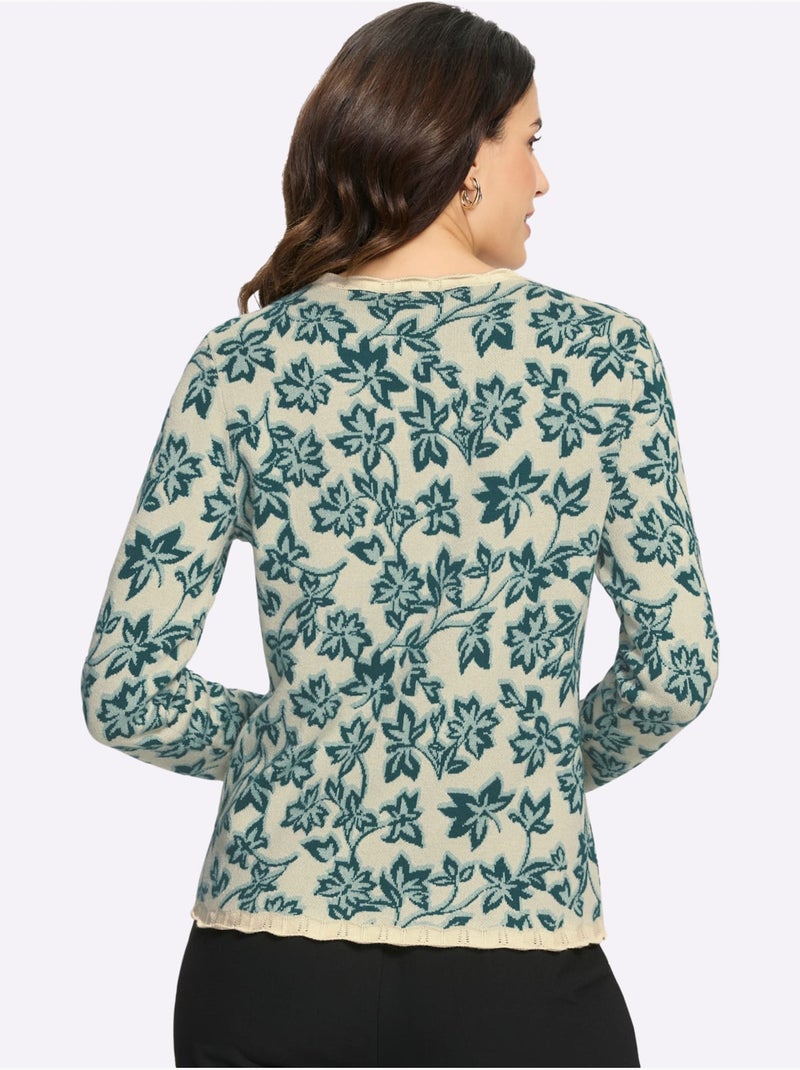 Pull Jacquard Tricot Fin - Taille Standard - Witt Blanc Bleu - Kiabi