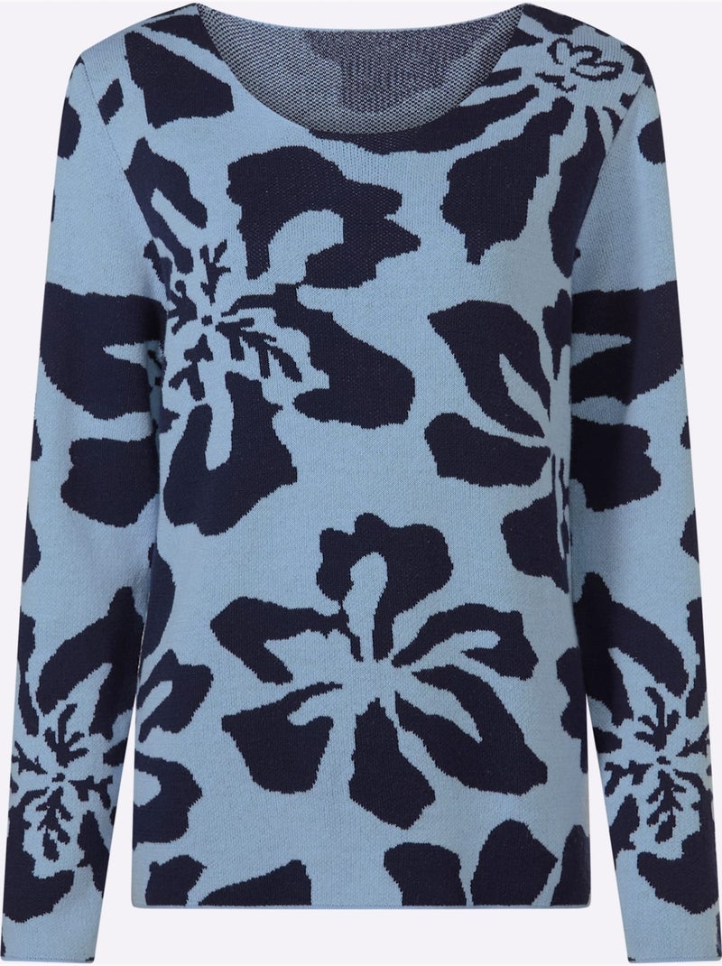 Pull Jacquard Tricot Jacquard De Qualité - Taille Standard - Helline Bleu Bleu - Kiabi