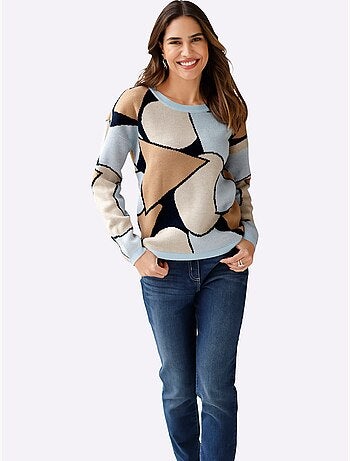 Pull Jacquard Tricot Jacquard De Qualité - Taille Standard - Moda Vilona