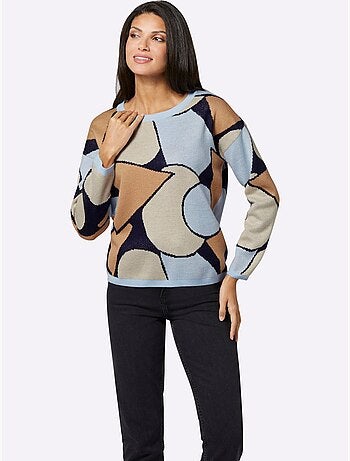 Pull Jacquard Tricot Jacquard De Qualité - Taille Standard - Moda Vilona