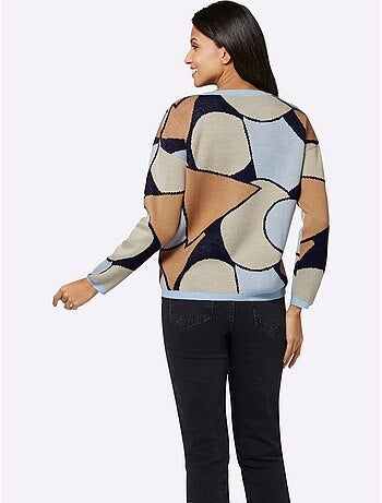 Pull Jacquard Tricot Jacquard De Qualité - Taille Standard - Moda Vilona