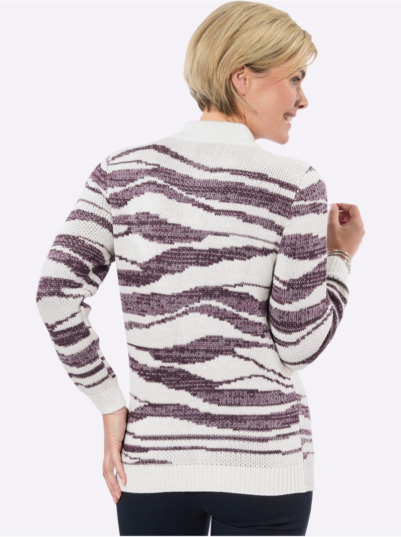 Pull jacquard tricot jacquard de qualité - taille standard - witt Écru/Violet - Kiabi
