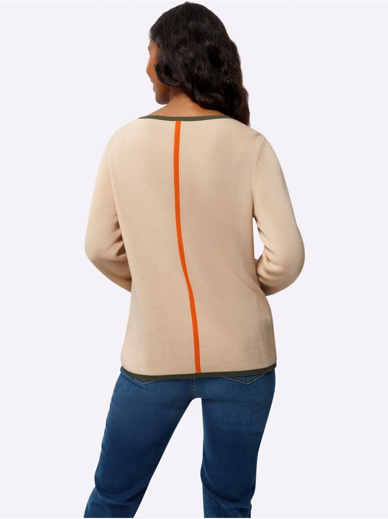 Pull Jacquard Tricot Jacquard élégant - Taille Standard - Helline Marron - Kiabi