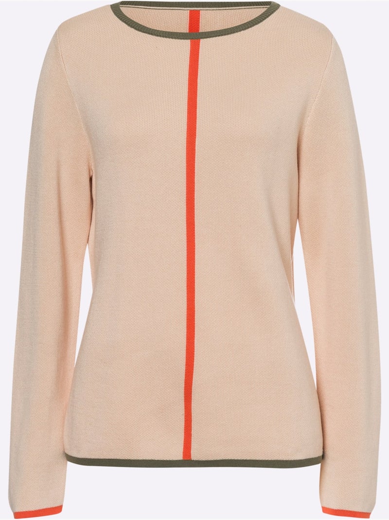 Pull Jacquard Tricot Jacquard élégant - Taille Standard - Helline Marron - Kiabi
