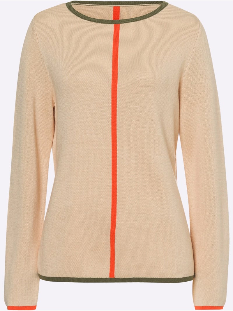 Pull Jacquard Tricot Jacquard élégant - Taille Standard - Helline Marron - Kiabi