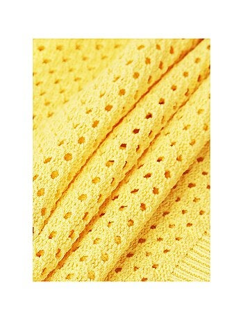 Pull jaune uni en maille ajourée à coupe oversize avec un col rond