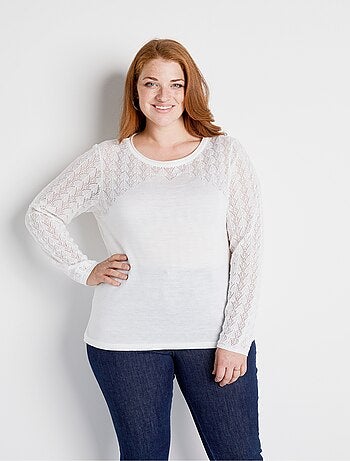 Pull jersey et ajouré manches longues
