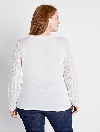 Pull jersey et ajouré manches longues