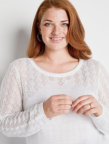 Pull jersey et ajouré manches longues