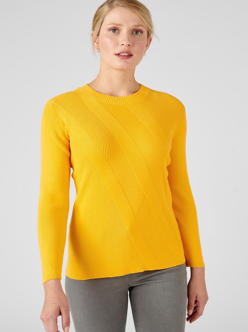 Pull jeu de côtes fantaisie - Damart Jaune - Kiabi