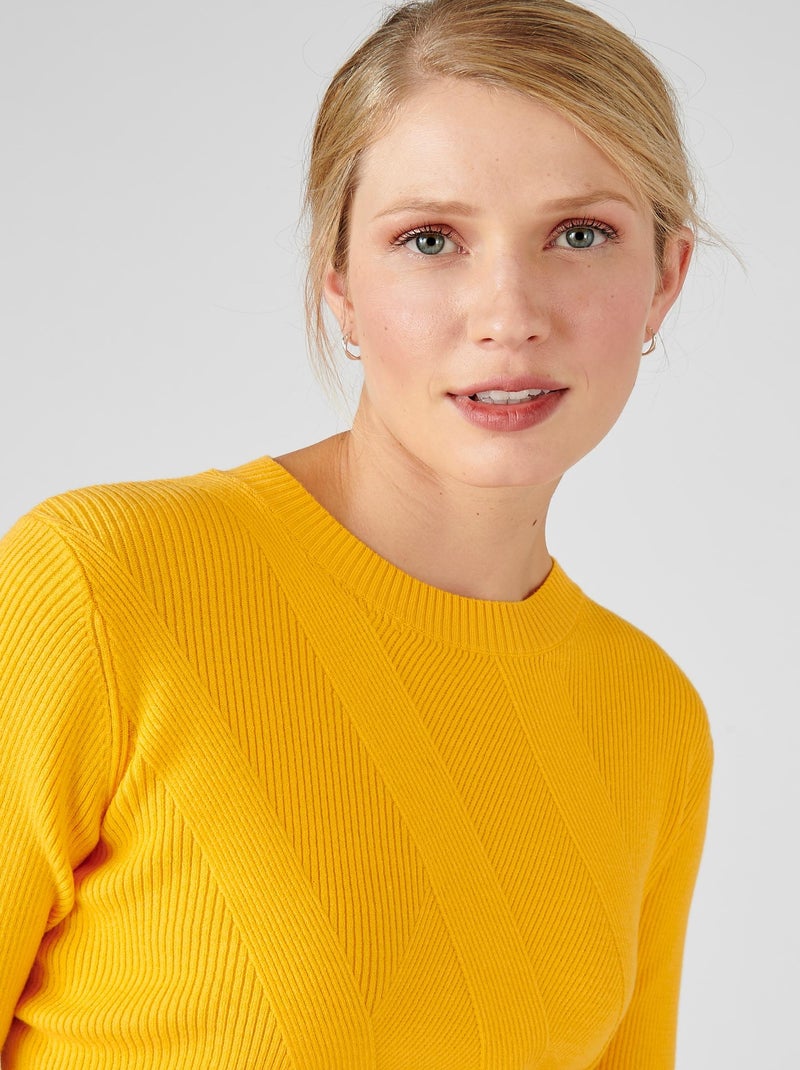 Pull jeu de côtes fantaisie - Damart Jaune - Kiabi
