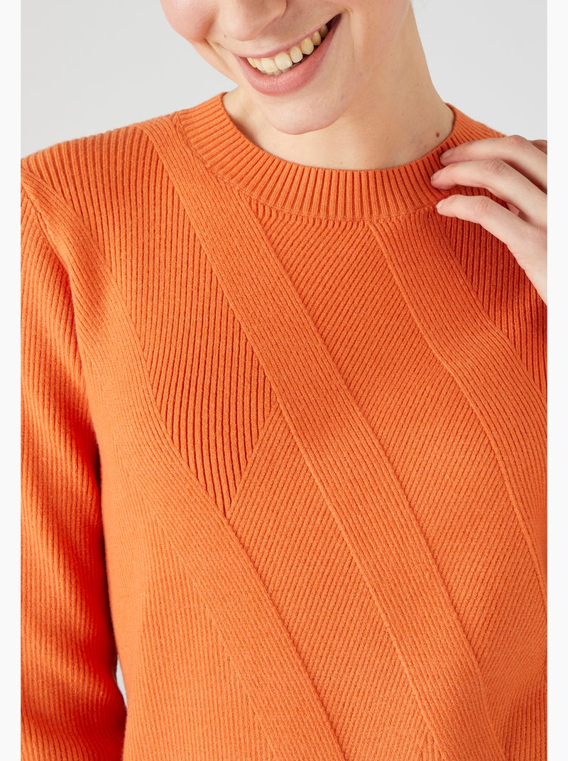 Pull jeu de côtes fantaisie - Damart Orange - Kiabi