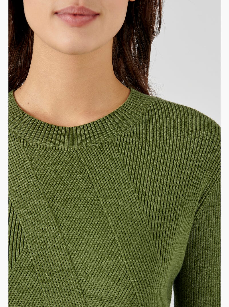 Pull jeu de côtes fantaisie - Damart Vert - Kiabi
