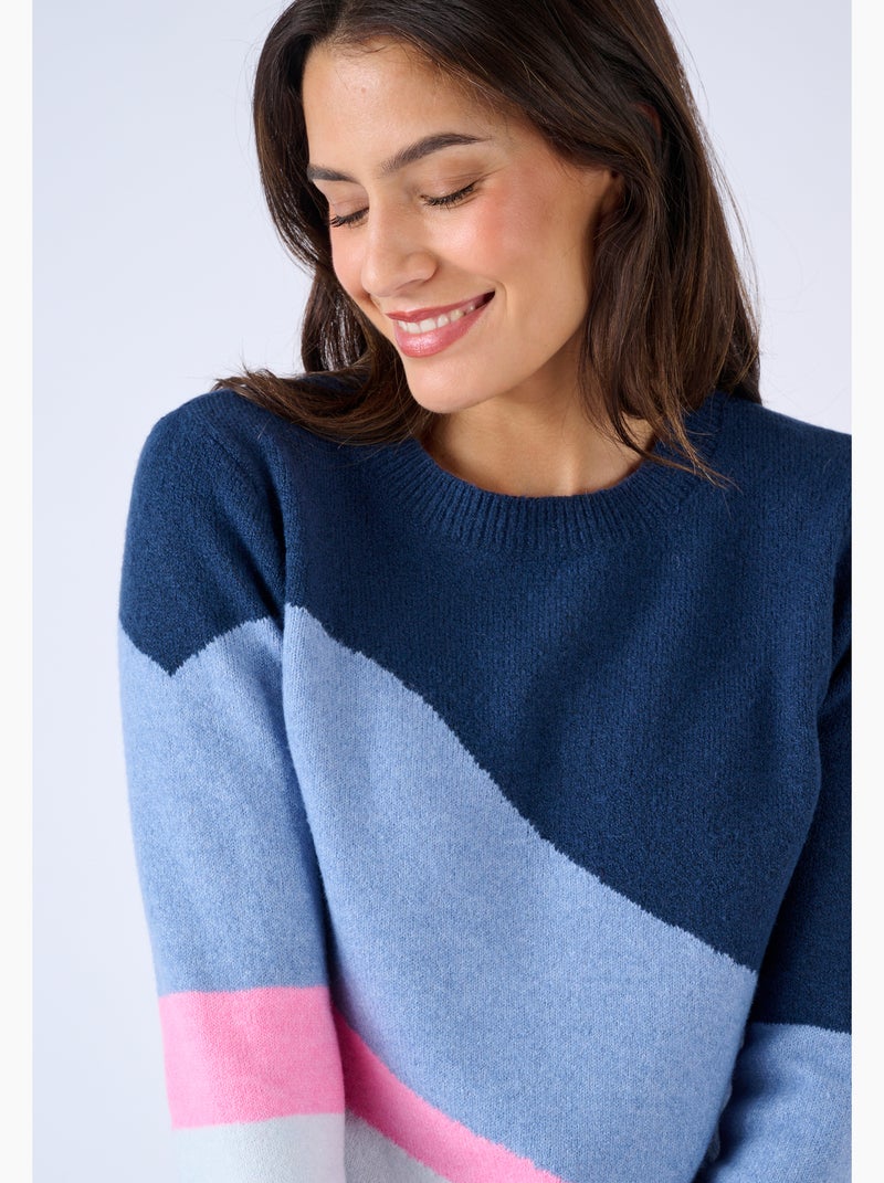 Pull jeu de couleurs - Damart Bleu - Kiabi