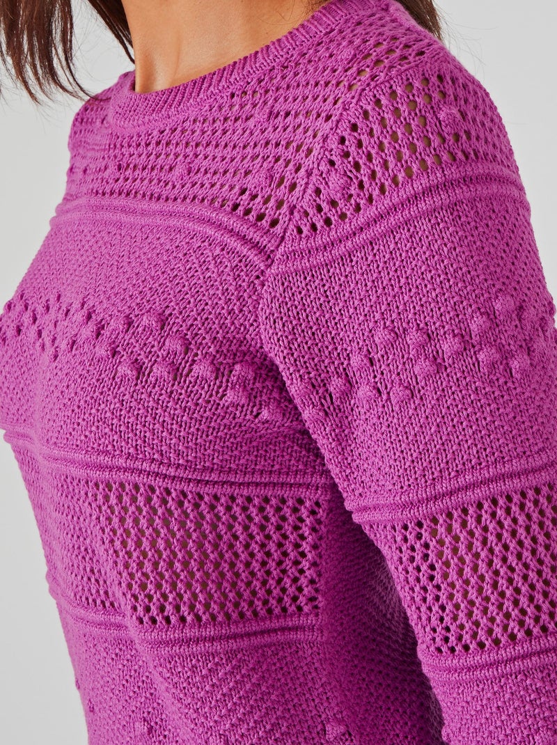 Pull jeu de maille - Damart Violet - Kiabi