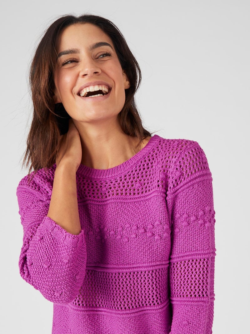 Pull jeu de maille - Damart Violet - Kiabi