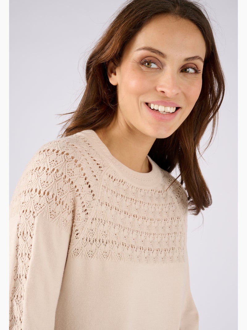 Pull jeu de maille fantaisie - Damart Beige clair - Kiabi