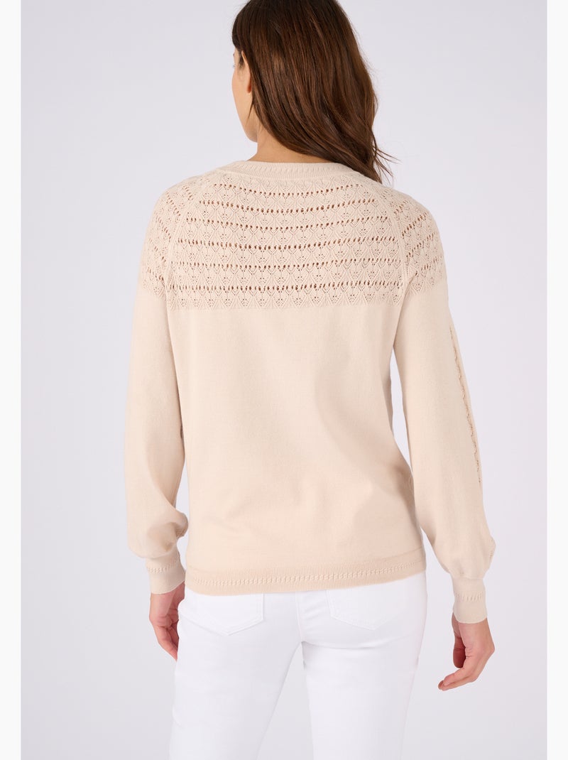 Pull jeu de maille fantaisie - Damart Beige clair - Kiabi