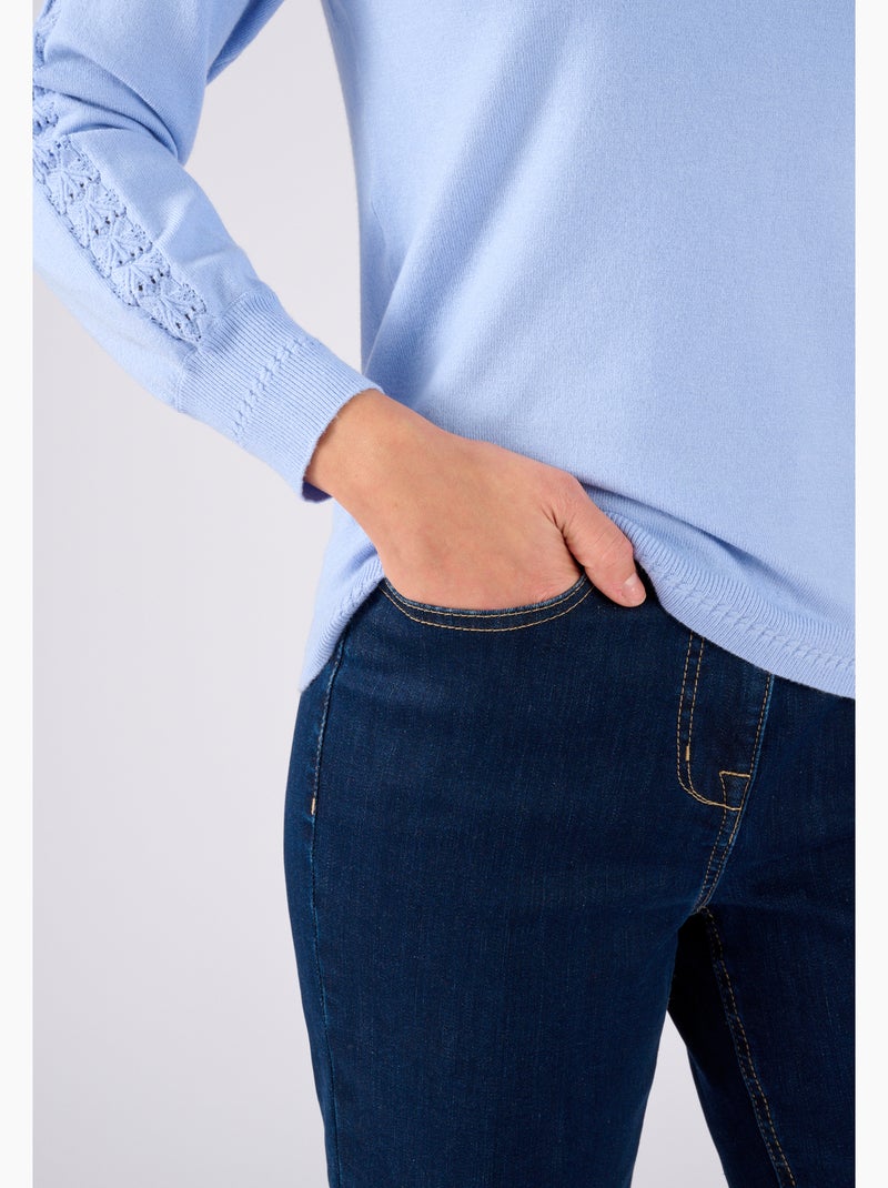 Pull jeu de maille fantaisie - Damart Bleu clair - Kiabi