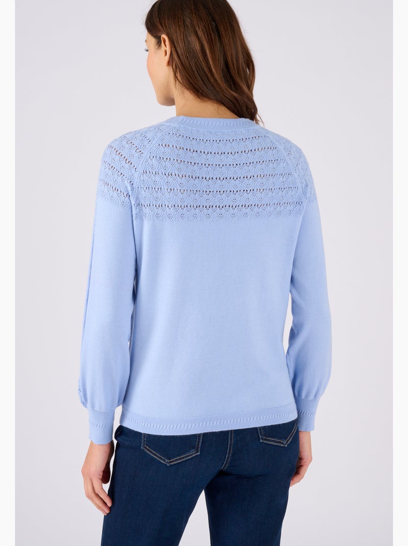 Pull jeu de maille fantaisie - Damart Bleu clair - Kiabi