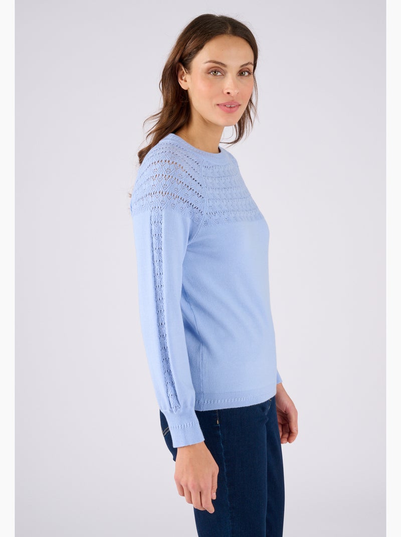 Pull jeu de maille fantaisie - Damart Bleu clair - Kiabi