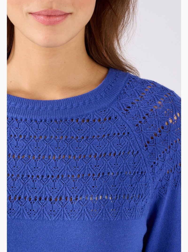 Pull jeu de maille fantaisie - Damart Bleu impérial - Kiabi