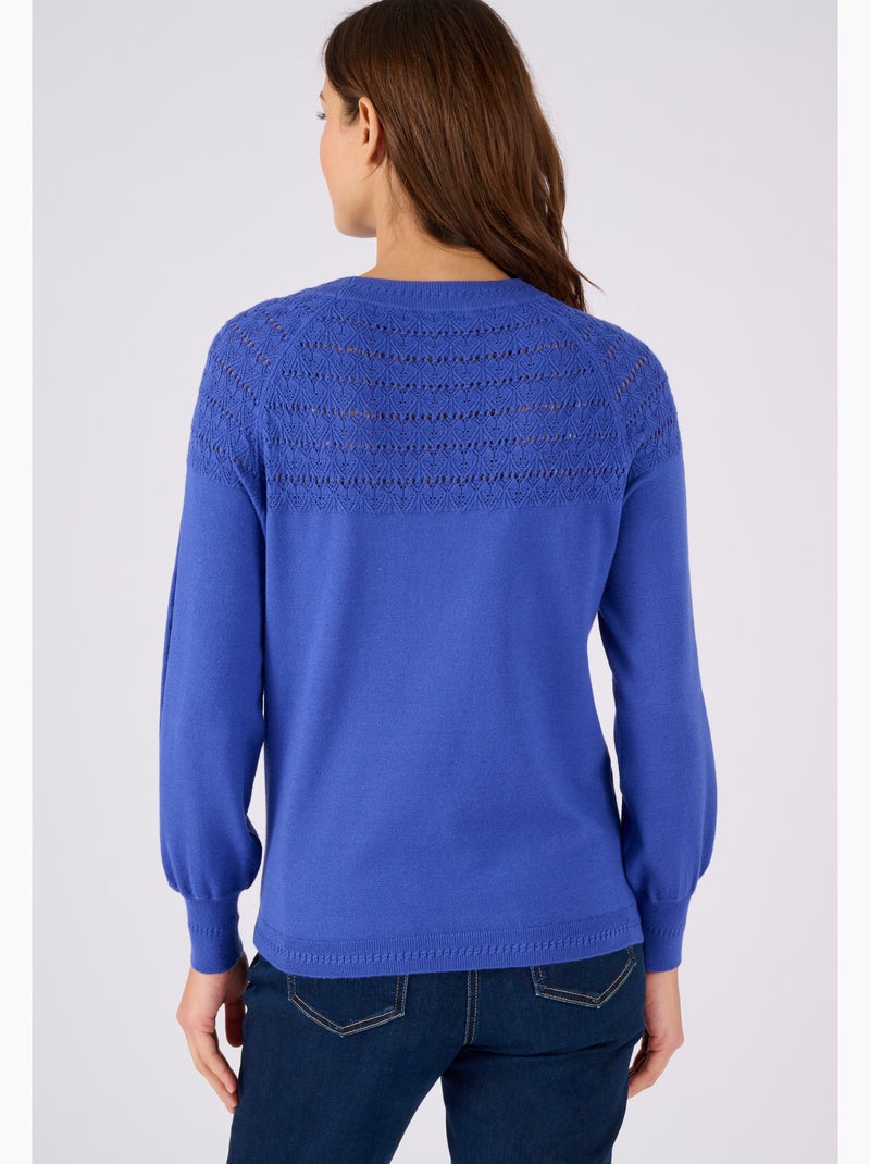 Pull jeu de maille fantaisie - Damart Bleu impérial - Kiabi