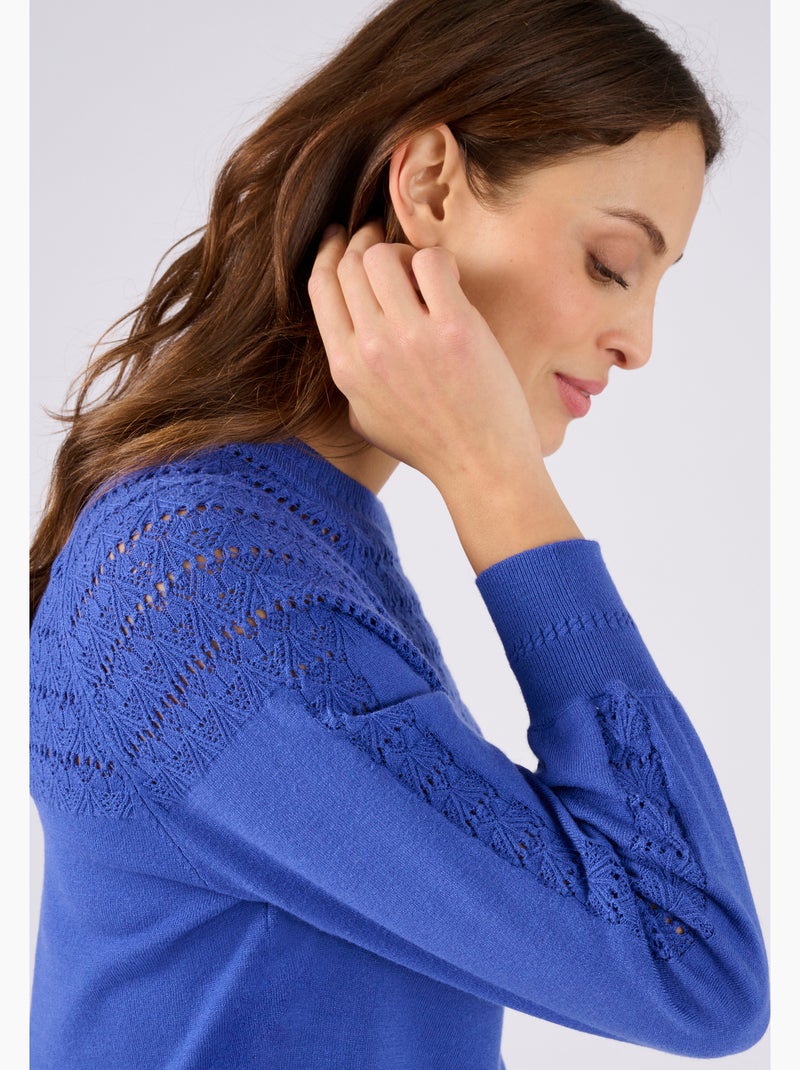 Pull jeu de maille fantaisie - Damart Bleu impérial - Kiabi