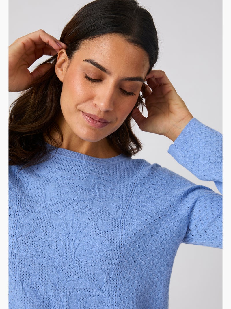 Pull jeu de maille fantaisie - Damart Bleu - Kiabi