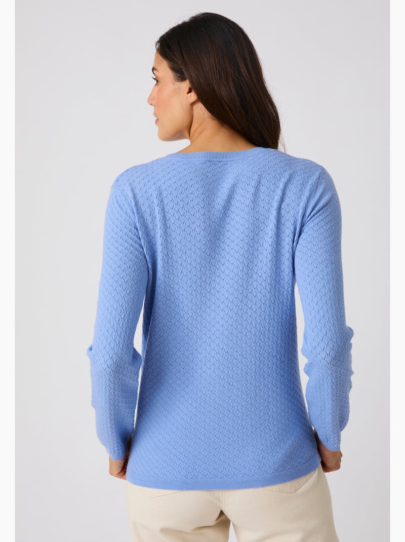 Pull jeu de maille fantaisie - Damart Bleu - Kiabi