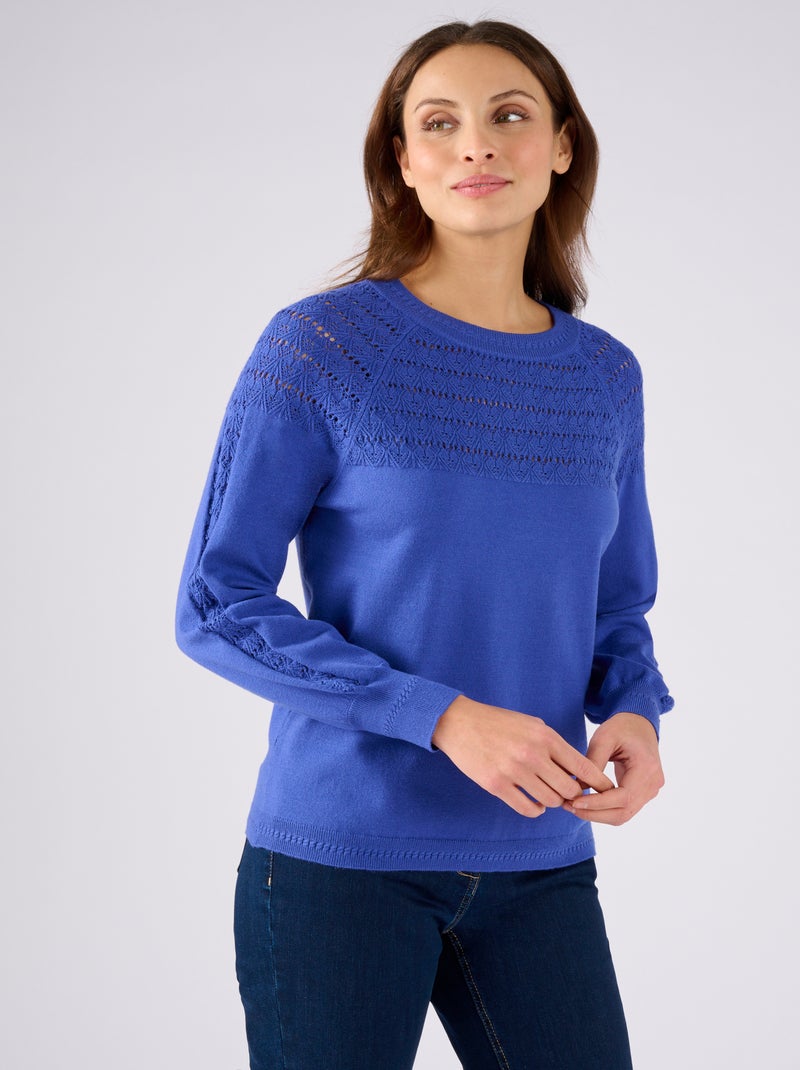 Pull jeu de maille fantaisie - Damart Bleu outremer - Kiabi