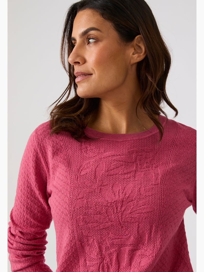 Pull jeu de maille fantaisie - Damart Rose - Kiabi