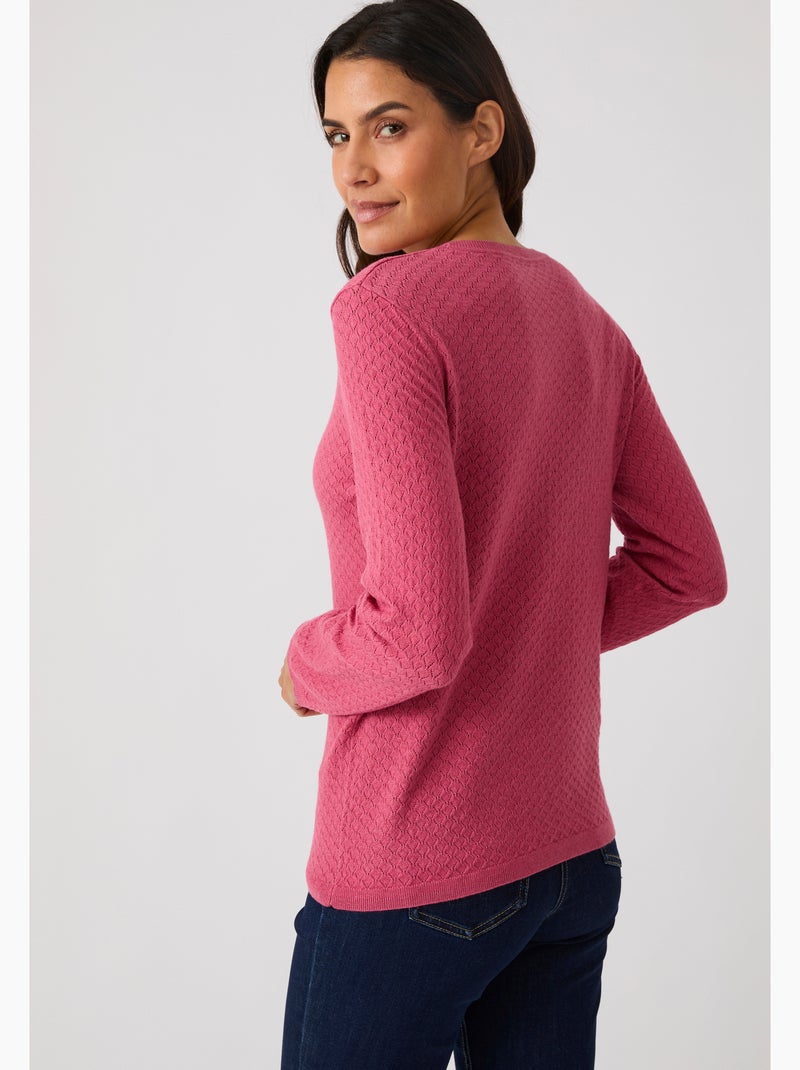 Pull jeu de maille fantaisie - Damart Rose - Kiabi