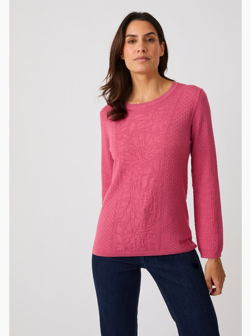 Pull jeu de maille fantaisie - Damart Rose - Kiabi